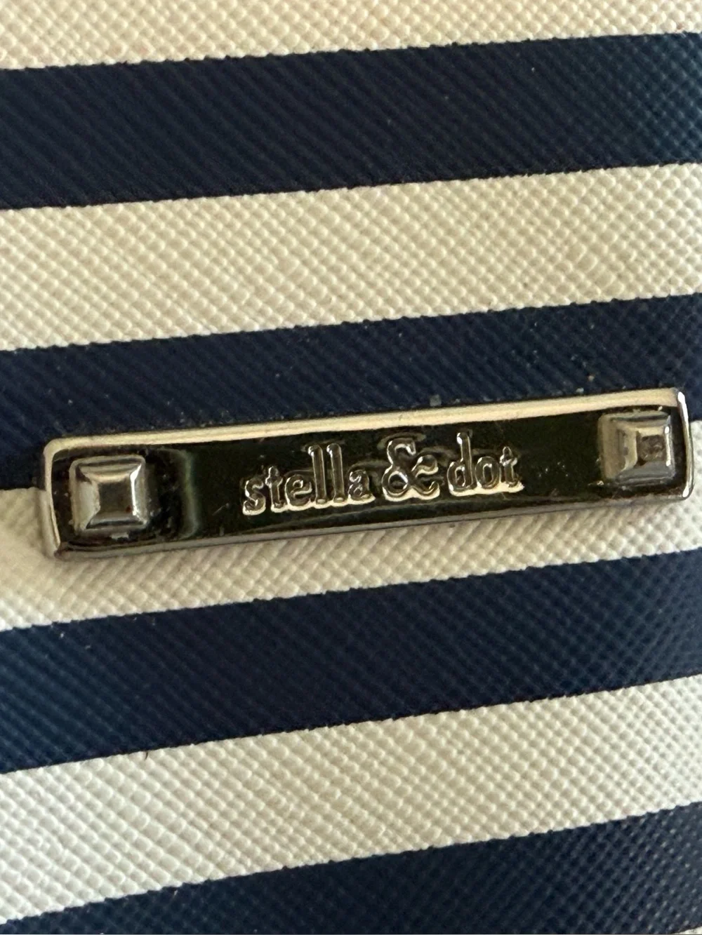 Stella & Dot Navy and White Striped Cosmetic bag/pouch